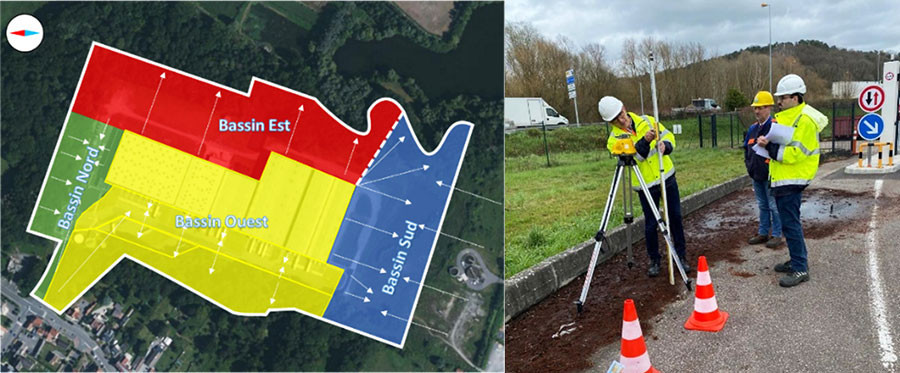 Relevés topographiques sur un site proche de Rouen